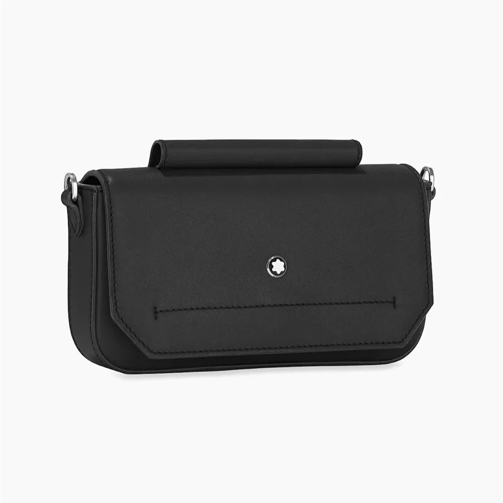 NEW MONTBLANC BLACK LEATHER MINI BAG CROSSBODY UNISEX